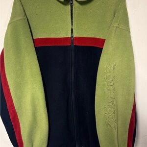 Vintage Northern Reflections Tri-Colour Fleece Zip-Up Sweater Large